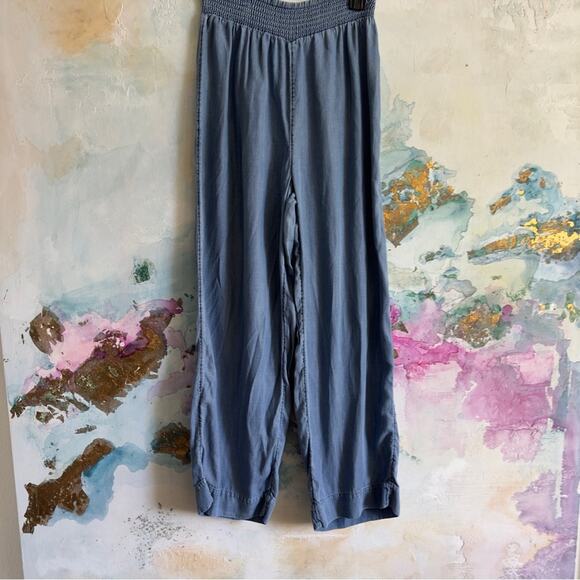 C&C California Wide Leg Pants/ chambray/ elastic waistband/ pull on palazzo - Picture 1 of 8